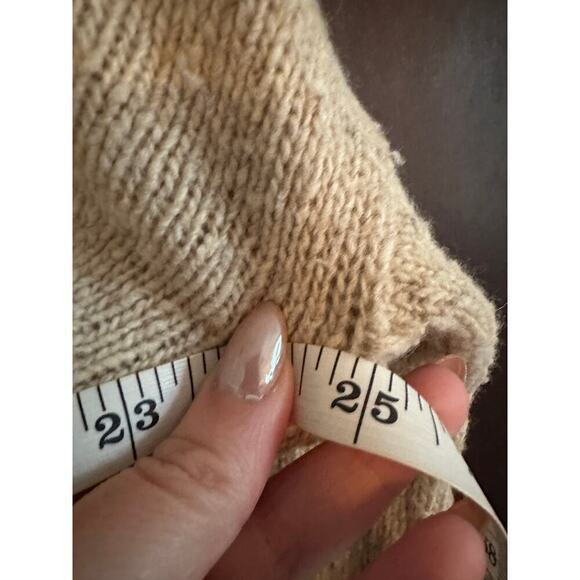 VINCE Turtleneck Sweater Chunky Wool Blend Oversized Speckled Beige XS Preppy - Picture 9 of 11